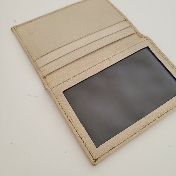 Gucci Logo Plate Card ID Wallet Small Monogram Bifold Beige Fair Vintage - Picture 3 of 9